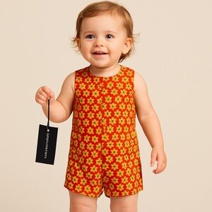 Marimekko Kilpikonna Red Floral Romper 90cm (18-24M)